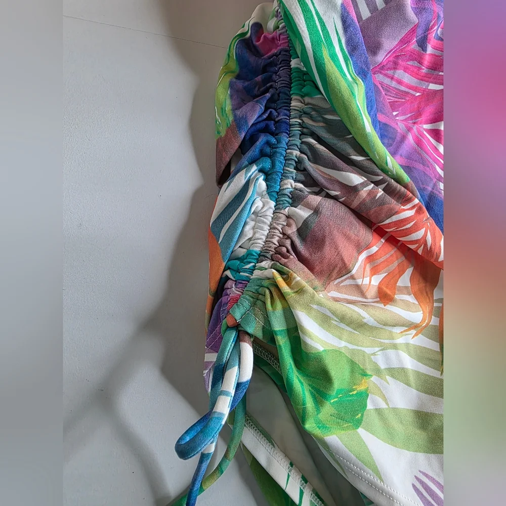 NWT Cacique Swim 18W Rainbow Leaf One Piece Tankini Swimsuit 2743-i